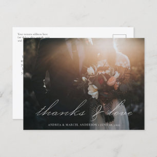 Elegant Calligraphy Script Photo Bedankt Wedding Briefkaart
