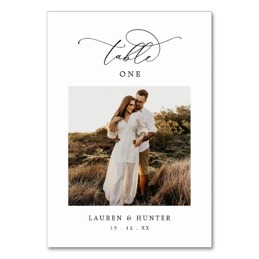 Elegant Calligraphy Script Photo Wedding Kaart (Voorkant)