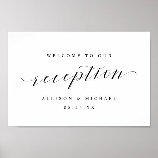Elegant Calligraphy Script Reception Welcome Sign Poster (Voorkant)