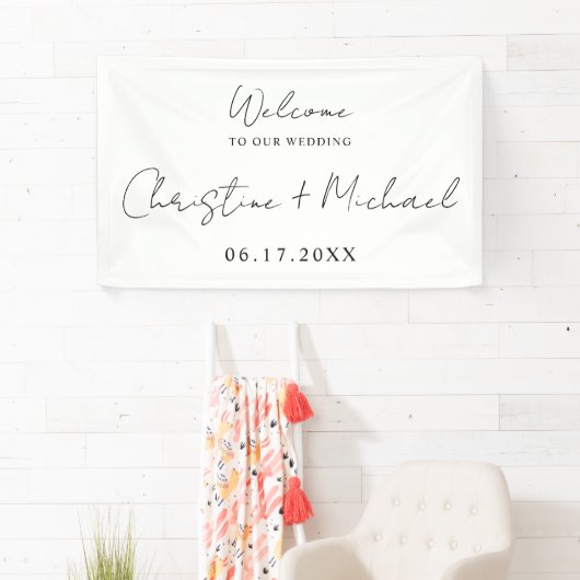 Elegant Calligraphy Script Weddenschap Welkom Spandoek (Insitu)