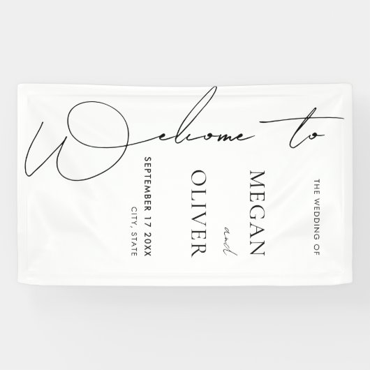 Elegant Calligraphy Script Weddenschap Welkom Spandoek (Horizontaal)