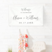 Elegant Calligraphy Script Weddenschap Welkomstban Spandoek (Insitu)