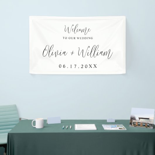 Elegant Calligraphy Script Weddenschap Welkomstban Spandoek (Beurs)