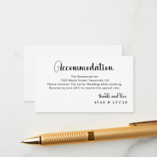 Elegant Calligraphy Script Wedding Accommodations Informatiekaartje