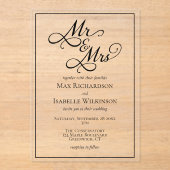 Elegant Calligraphy Script Wedding Acryl Uitnodigingen (Voorkant)