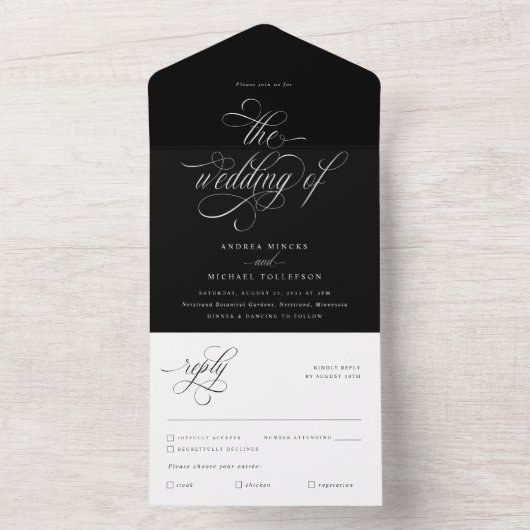 Elegant Calligraphy Script Wedding All In One Uitnodiging (Binnen)