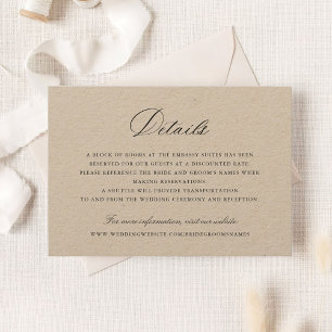 Elegant Calligraphy Script Wedding Details Insert Kaart
