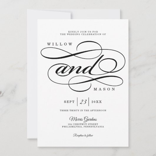 Elegant Calligraphy Script Wedding Invitation Kaart (Voorkant)