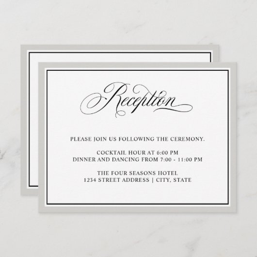 Elegant Calligraphy Script Wedding Reception Briefkaart (Voorkant / Achterkant)