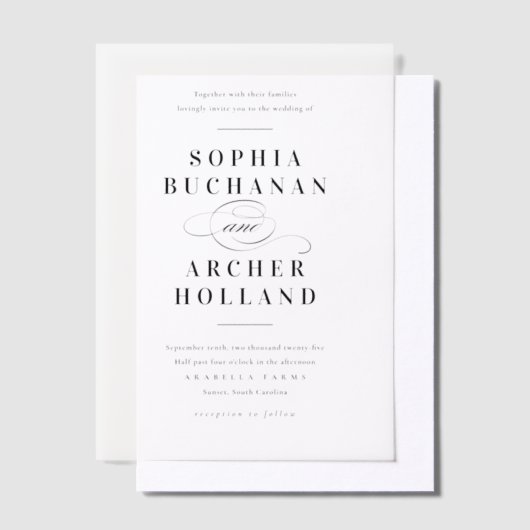 Elegant Calligraphy Script Wedding Vellum Uitnodigingen (Offset)