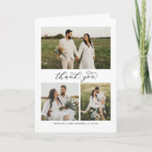 Elegant Calligraphy Script Weduwfoto Collage Bedankkaart (Voorkant)
