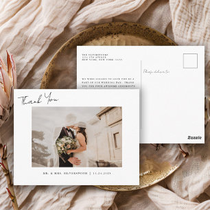 Elegant Calligraphy Script Weduwfoto Hartelijk dan Briefkaart