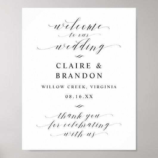 Elegant Calligraphy Script Welkome Weddenschap Poster (Voorkant)