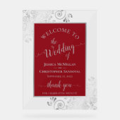 Elegant Calligraphy Silver & Red Wedding Welcome (Recto)