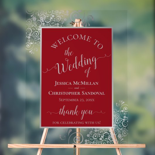 Elegant Calligraphy Silver & Red Wedding Welcome (Neutre)