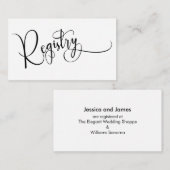 Elegant Calligraphy Simple Black & White Registry Informatiekaartje (Voorkant / Achterkant)