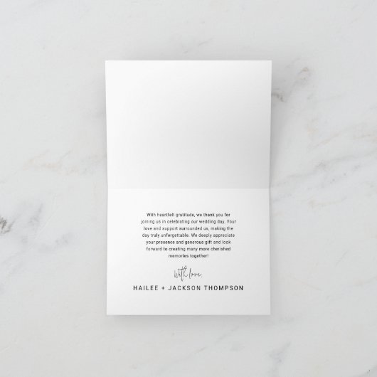 Elegant Calligraphy Simple Minimalist Wedding Bedankkaart (Binnen)