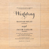 Elegant Calligraphy Simple Wedding Acryl Uitnodigingen (Voorkant)