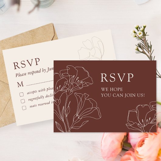 Elegant Calligraphy Simple Wedding RSVP Kaart
