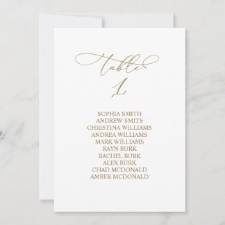 Elegant Calligraphy Table Number 1 Seating Chart Kaart