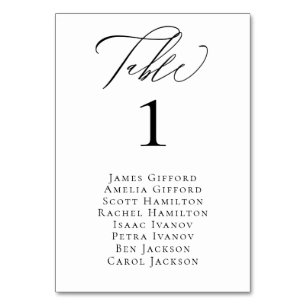 Elegant Calligraphy Table Number Card Kaart
