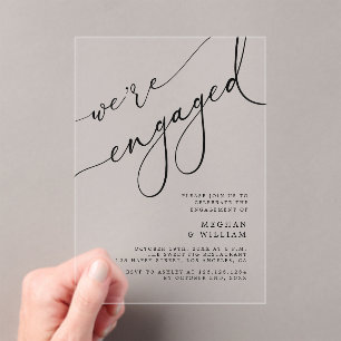 Elegant Calligraphy We zijn Engaged Party Acryl Uitnodigingen
