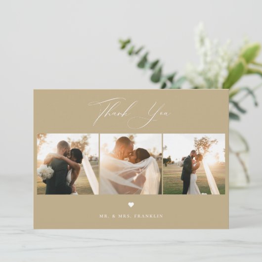 Elegant Calligraphy Weddenschap Foto bedankt (Staand voorkant)