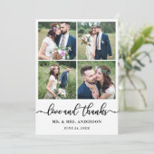 Elegant Calligraphy Wedding 4 Photo Collage Bedankkaart (Staand voorkant)
