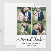 Elegant Calligraphy Wedding 4 Photo Collage Bedankkaart (Voorkant / Achterkant)