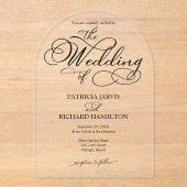 Elegant Calligraphy Wedding Acryl Uitnodigingen (Voorkant)