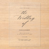 Elegant Calligraphy Wedding Acrylic Invitation (Recto)