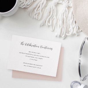 Elegant Calligraphy Wedding After Party Informatiekaartje
