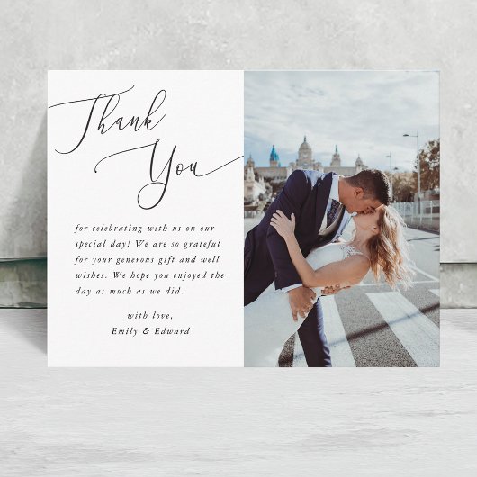 Elegant Calligraphy Wedding Bedankt Briefkaart