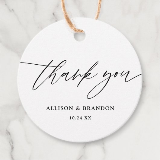 Elegant Calligraphy Wedding Bedankt voor je favori Bedankjes Labels (Voorkant)