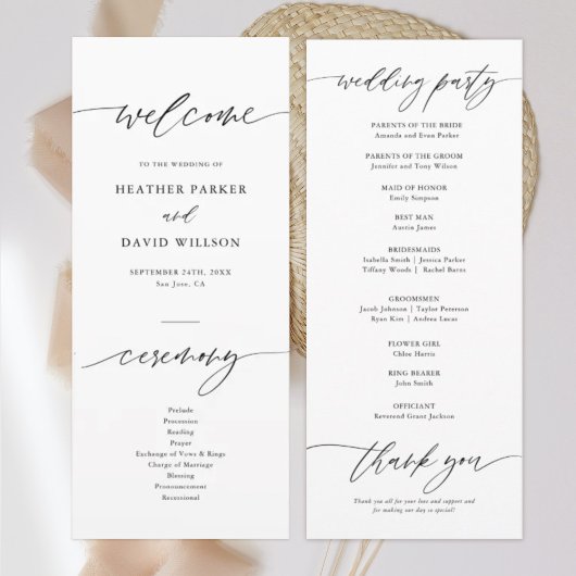 Elegant Calligraphy Wedding Ceremony Programma