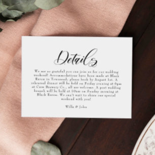 Elegant Calligraphy Wedding Details Kaart