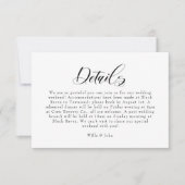 Elegant Calligraphy Wedding Details Kaart (Voorkant)
