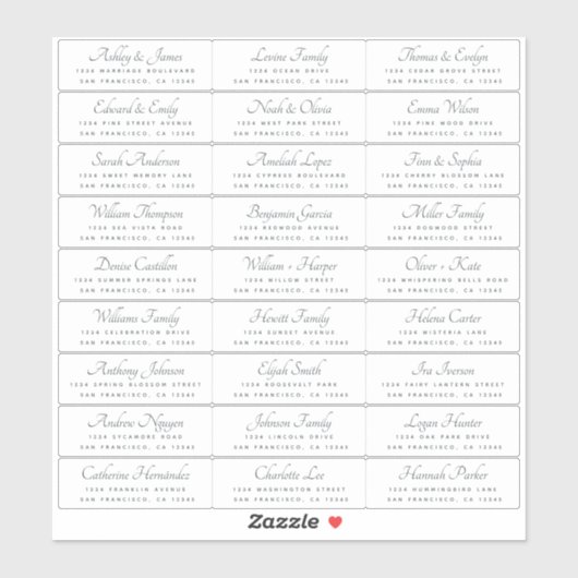Elegant Calligraphy Wedding Guest Adresetiketten Sticker (Vel)