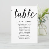 Elegant Calligraphy Wedding Guest Seating Kaart (Staand voorkant)