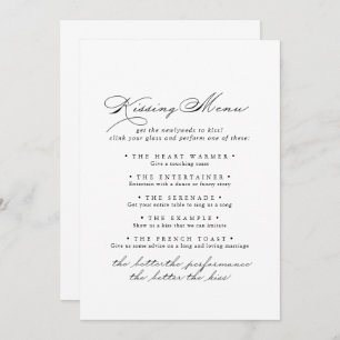 Elegant Calligraphy Wedding Kissing Menu Game Kaar