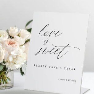 Elegant Calligraphy Wedding Love is Sweet Reclamebord Met Voetstuk