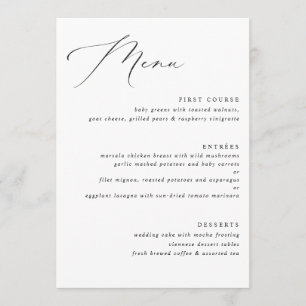 Elegant Calligraphy Wedding Menu