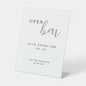 Elegant Calligraphy Wedding Open Bar Table Sign Reclamebord Met Voetstuk (Voorkant)