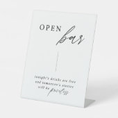 Elegant Calligraphy Wedding Open Bar Table Sign Reclamebord Met Voetstuk (Voorkant)