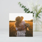 Elegant Calligraphy Wedding Photo Hartelijk dank (Staand voorkant)