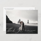 Elegant Calligraphy Wedding Photo Hartelijk dank Briefkaart (Voorkant / Achterkant)