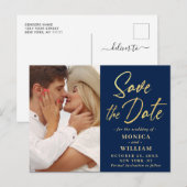 Elegant Calligraphy Wedding PHOTO sparen de Datum Briefkaart (Voorkant / Achterkant)