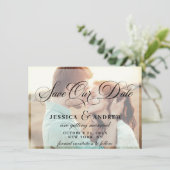 Elegant Calligraphy Wedding PHOTO sparen de Datum Save The Date (Staand voorkant)