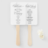 Elegant Calligraphy Wedding Program Hand Fan Handwaaier (Voorkant en achterkant)