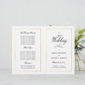 Elegant Calligraphy Wedding Programme Gold Border (Staand voorkant)